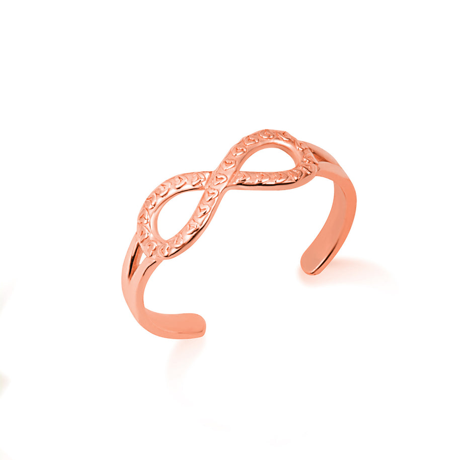 Gold Woman's Infinity and Hearts Toe Ring (Available in Yellow/Rose/White Gold)