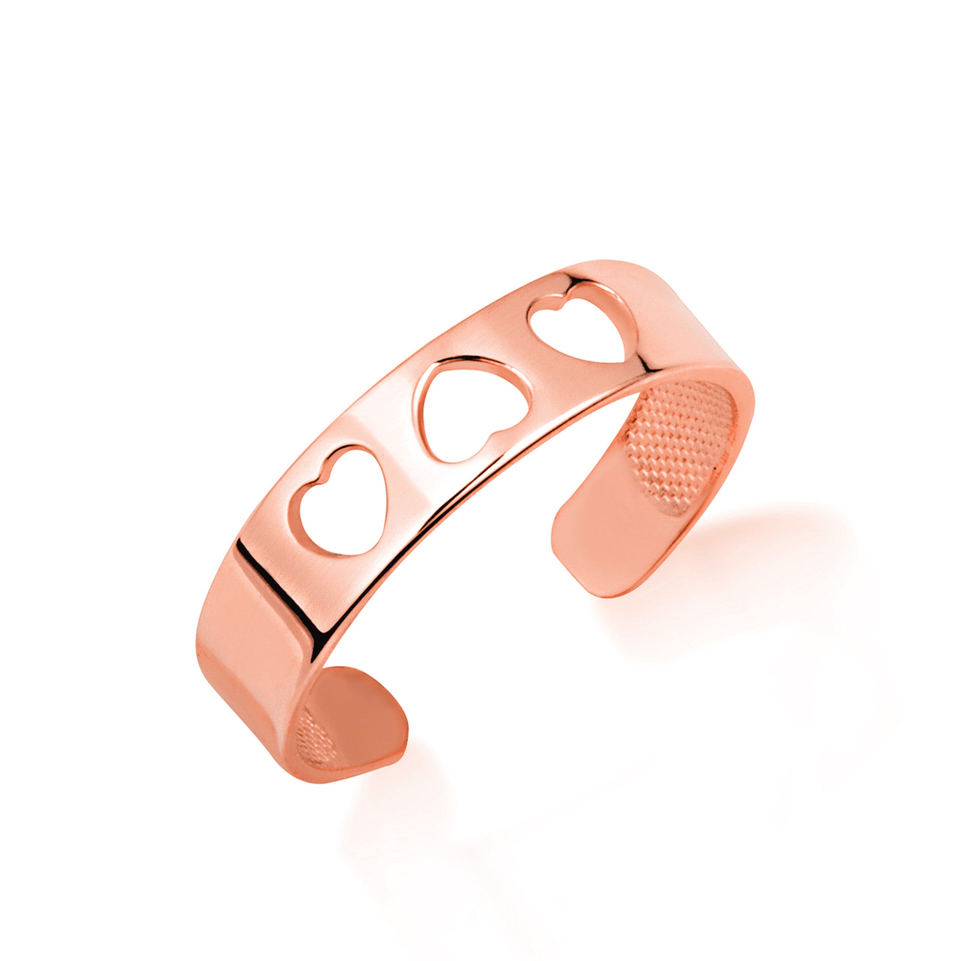 Gold Woman's Timeless Love Trio Heart Toe Ring (Available in Yellow/Rose/White Gold)