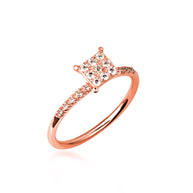 14K Gold Lab Grown Diamond Pavé Set Square Ring (Available in Yellow/Rose/White Gold)