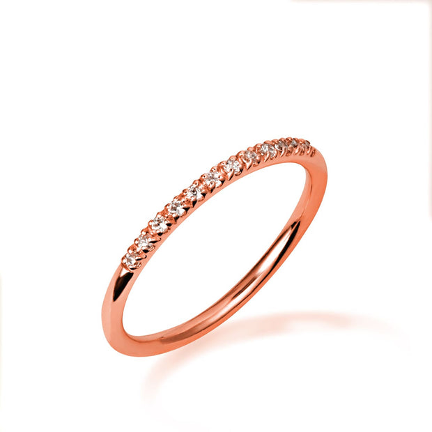 Gold Cubic Zirconia Pavé Set Band Ring (Available in Yellow/Rose/White Gold)