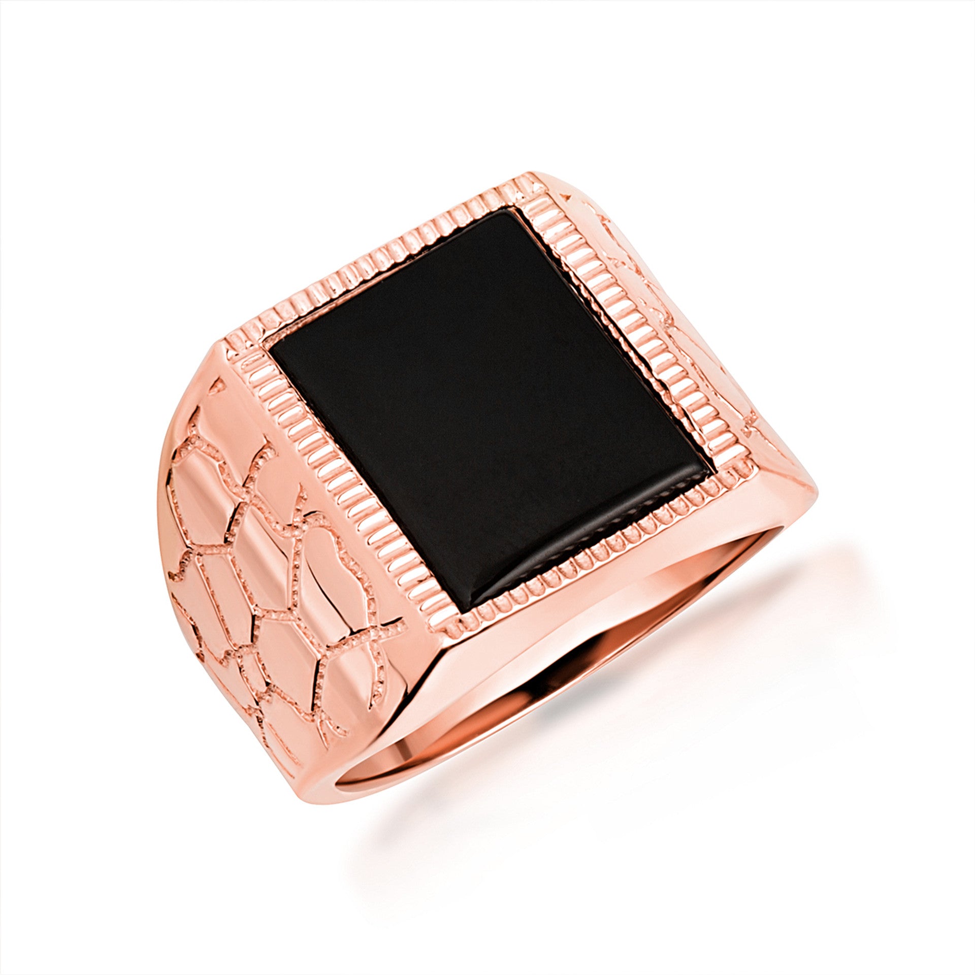 Gold Black Onyx Nugget Signet Ring (Available in Yellow/Rose/White Gold)