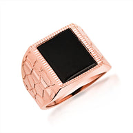 Gold Black Onyx Nugget Signet Ring (Available in Yellow/Rose/White Gold)