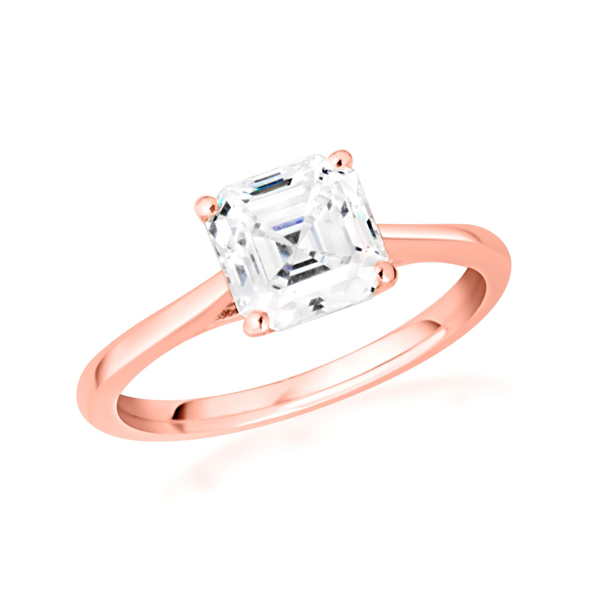 14k Gold Solitaire Princess Cut Lab Grown Diamond Engagement Ring 1ct