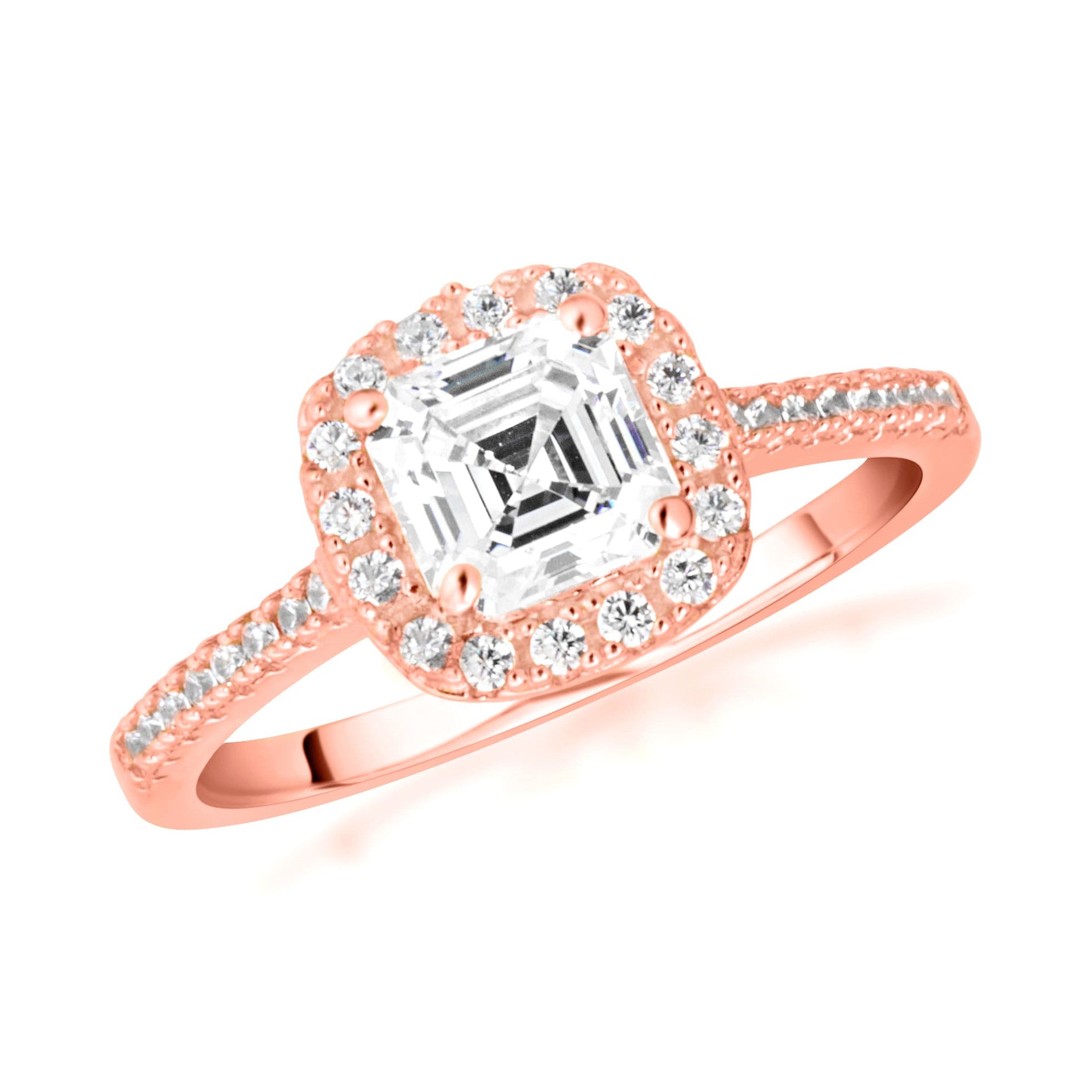 14k Gold Princess Cut Lab Grown Diamond Halo Engagement Ring