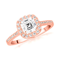 14k Gold Princess Cut Lab Grown Diamond Halo Engagement Ring