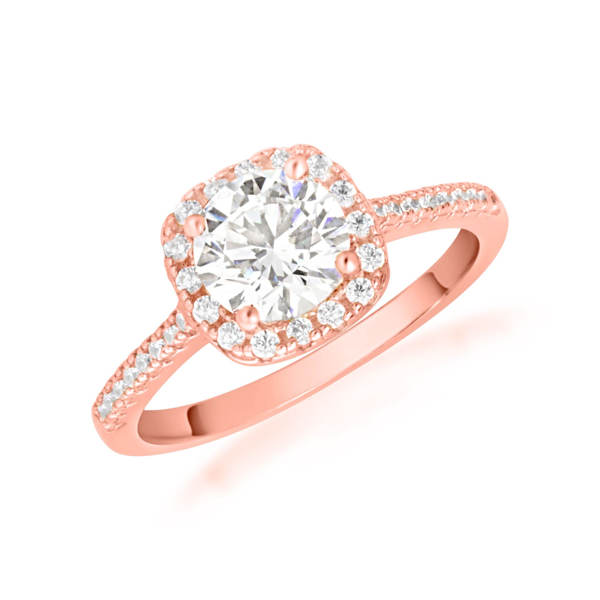 14k Gold Round Cut Lab Grown Diamond Halo Engagement Ring