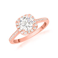 14k Gold Round Cut Lab Grown Diamond Halo Engagement Ring