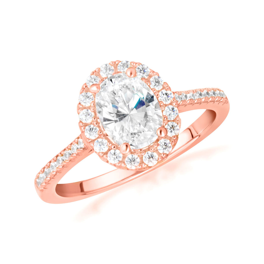 14k Gold Oval Cut Lab Grown Diamond Halo Engagement Ring 1.28cts