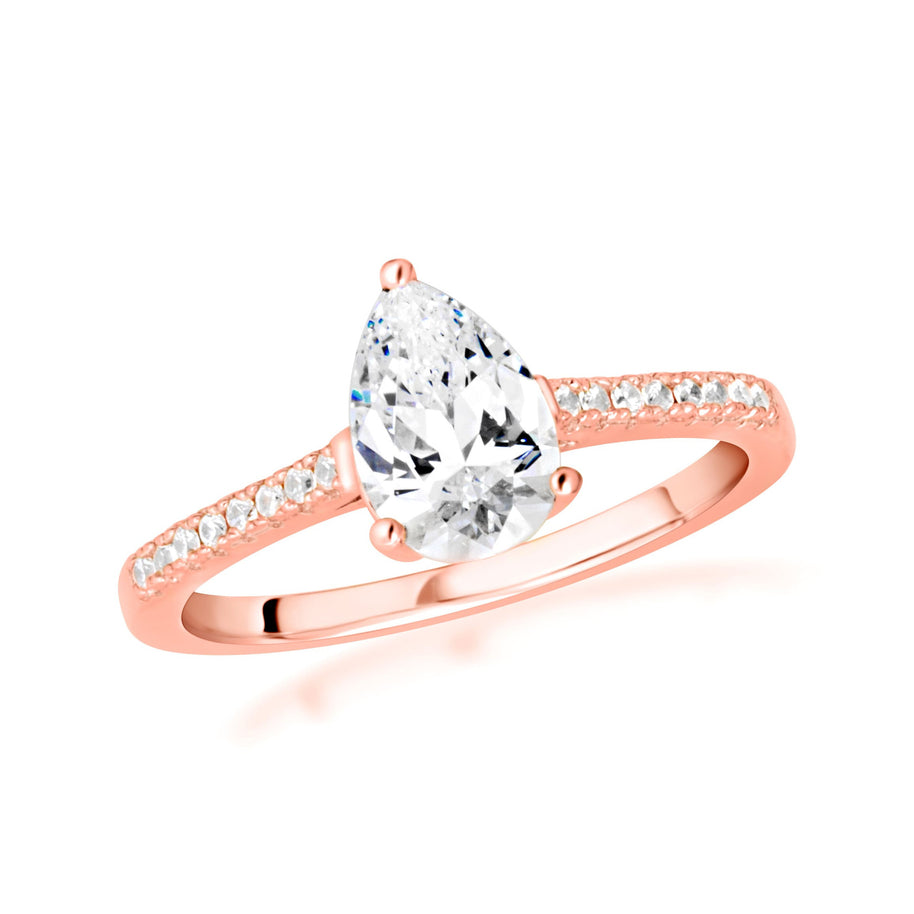 14K Gold Pear Cut Lab Grown Diamond Engagement Ring 1.13cts