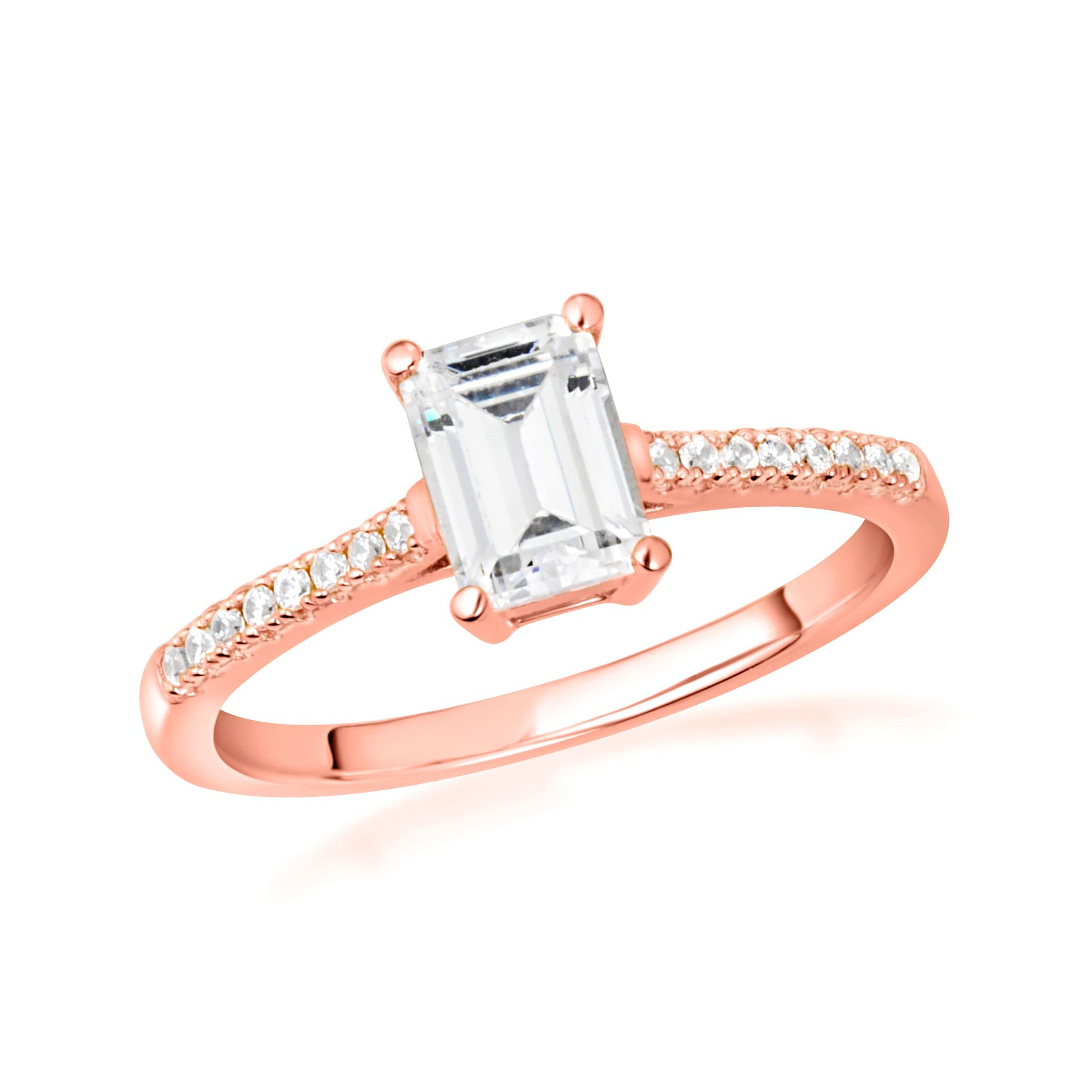 14K Gold Emerald Cut Lab Grown Diamond Engagement Ring 1.13cts (Available in Yellow/Rose/White Gold)