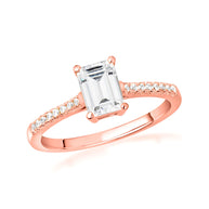 14K Gold Emerald Cut Lab Grown Diamond Engagement Ring 1.13cts (Available in Yellow/Rose/White Gold)
