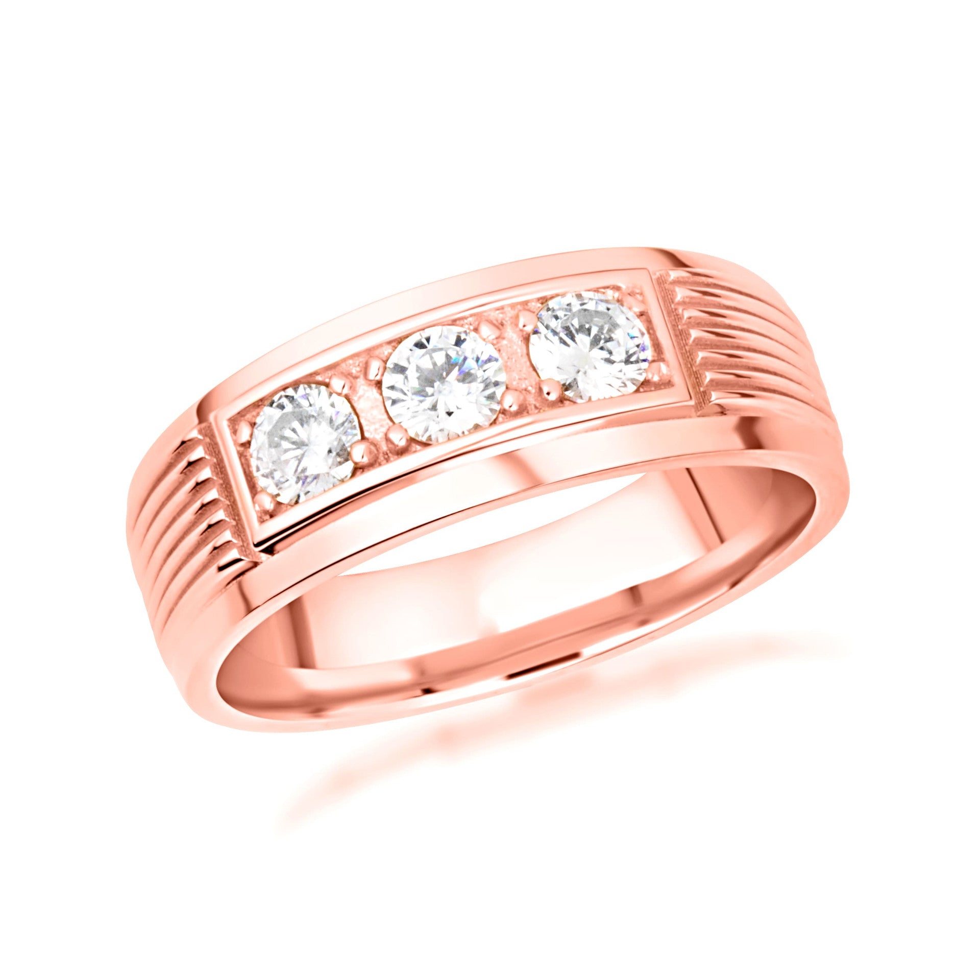 Gold Men's Lab Grown Diamond Wedding Band Engagement Ring (Available in Yellow/Rose/White Gold)