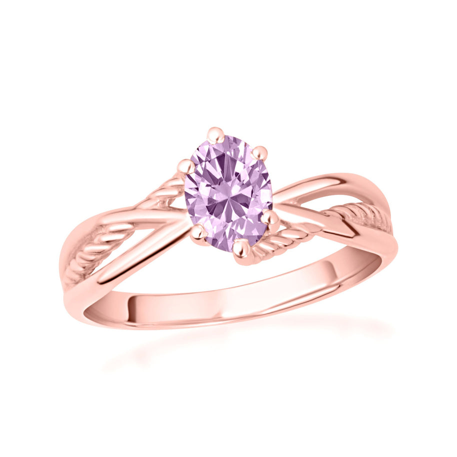 Gold Custom Oval Birthstone Infinity Rope Band Ring (Available in Yellow/Rose/White Gold)
