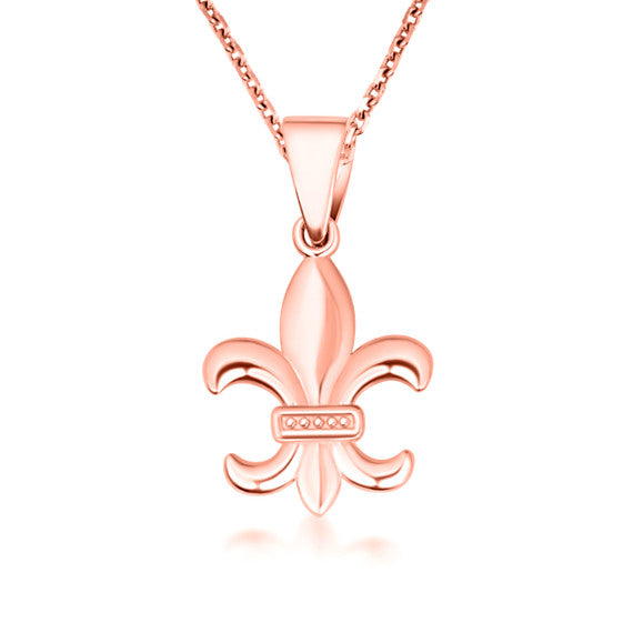 Gold French Fluer-de-lis Pendant Necklace (Available in Yellow/Rose/White Gold)