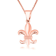 Gold French Fluer-de-lis Pendant Necklace (Available in Yellow/Rose/White Gold)
