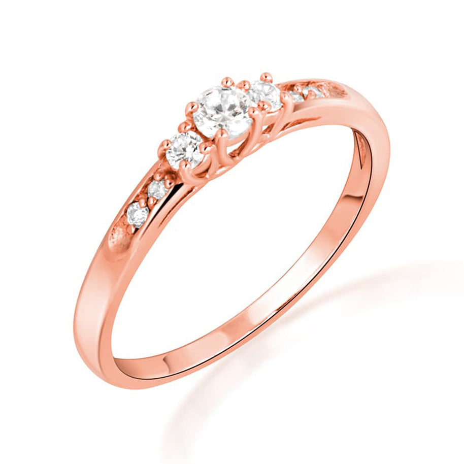 14K Gold Solitaire Lab Grown Triple Set Diamond Wedding Band Ring (Available in Yellow/Rose/White Gold)