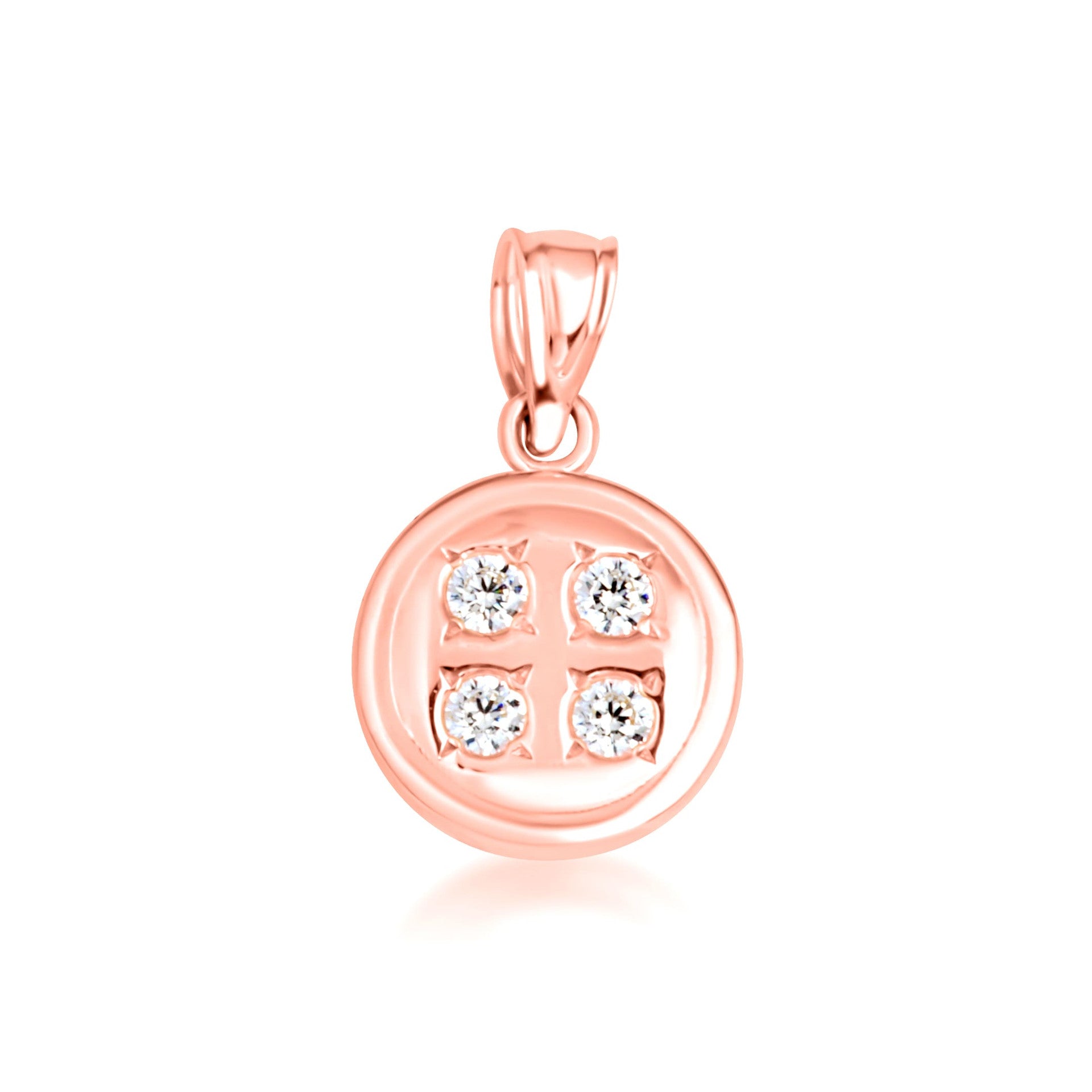 Gold Diamond Button Pendant Necklace (Available in Yellow/Rose/White Gold)