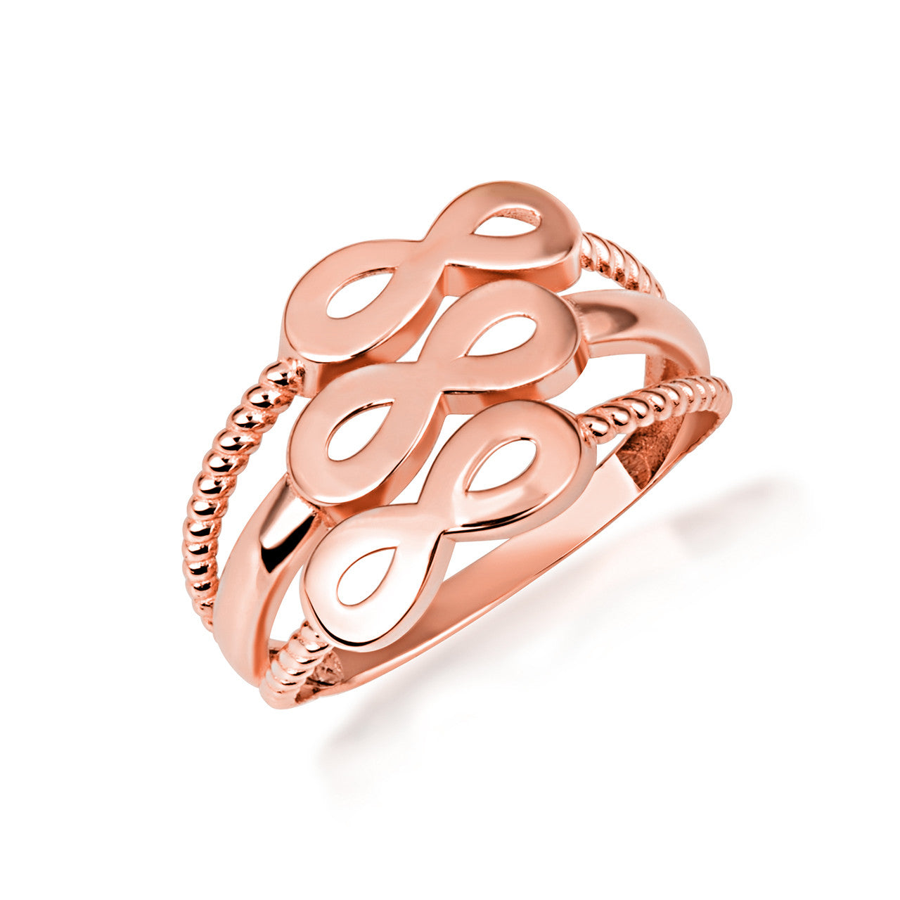 Gold Triple Infinity Multi Row Rope Band Ring (Available in Yellow/Rose/White Gold)