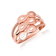 Gold Triple Infinity Multi Row Rope Band Ring (Available in Yellow/Rose/White Gold)
