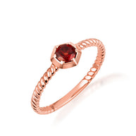 Gold Personalized Genuine Gemstone Rope Ring (Available in Yellow/Rose/White Gold)