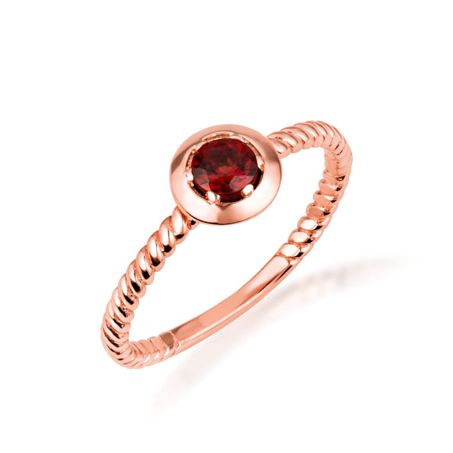 Gold Custom Genuine Gemstone Rope Ring (Available in Yellow/Rose/White Gold)