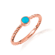 Gold Genuine Turquoise Gemstone Rope Statement Ring (Available in Yellow/Rose/White Gold)