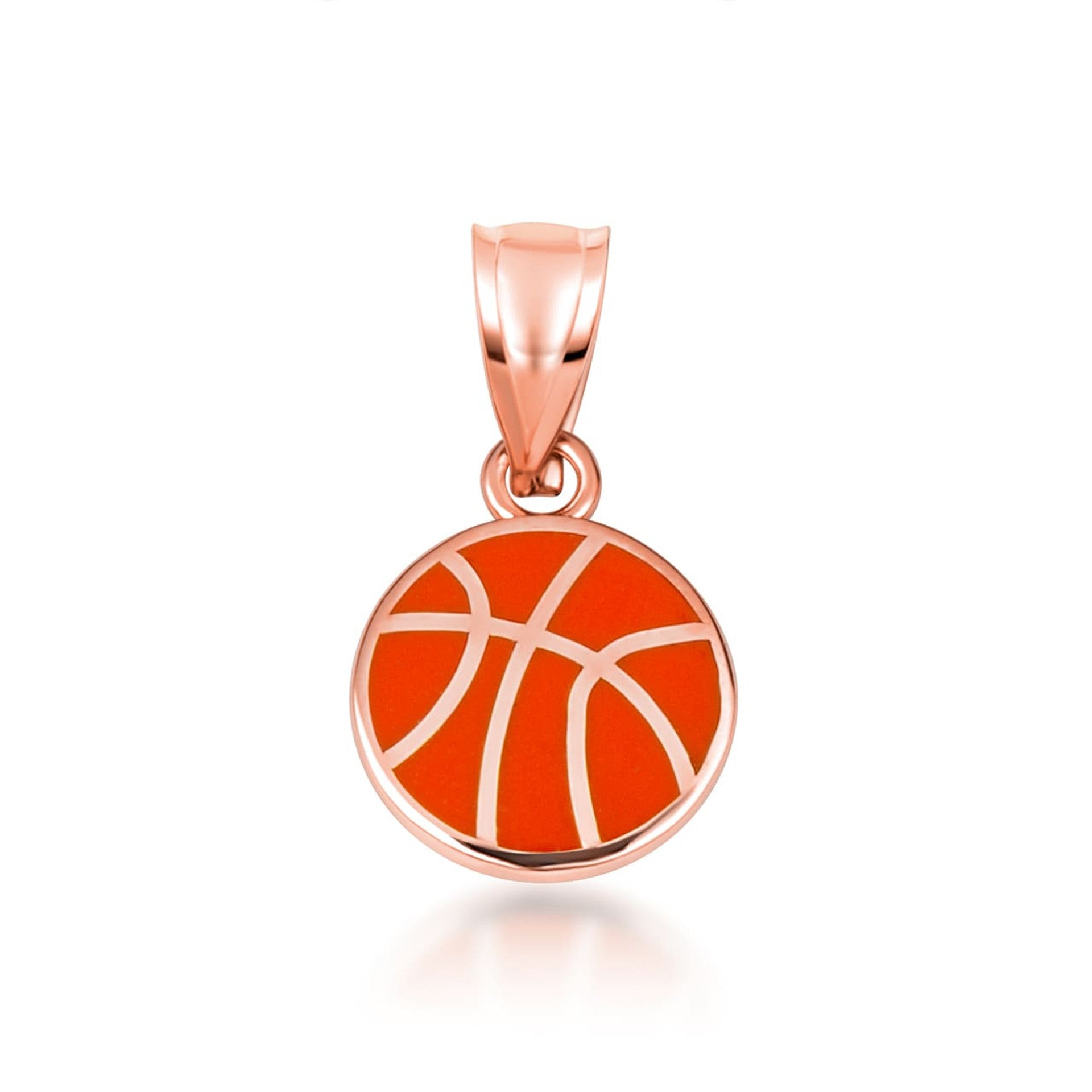 Gold Enamel Basketball Necklace (Available in Yellow Gold, Rose Gold, White Gold)