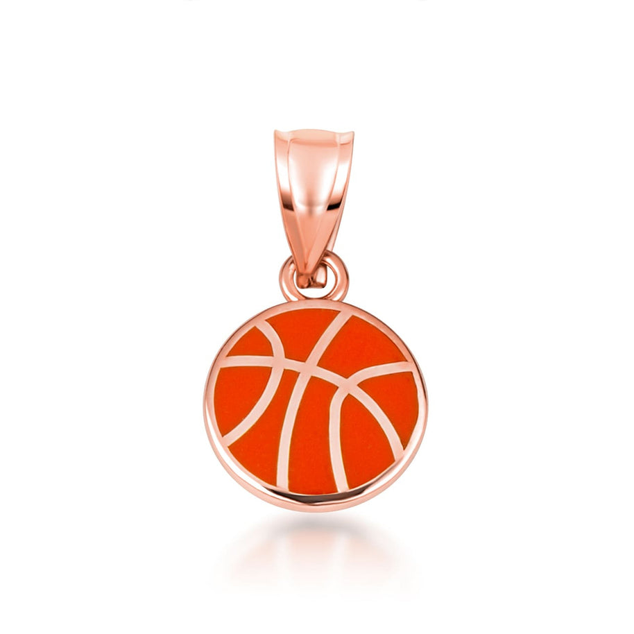 Gold Enamel Basketball Necklace (Available in Yellow Gold, Rose Gold, White Gold)
