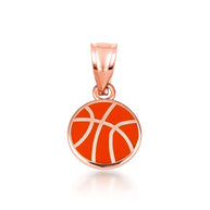 Gold Enamel Basketball Necklace (Available in Yellow Gold, Rose Gold, White Gold)