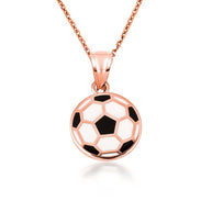 Gold Enamel Soccer Ball Necklace (Available in Yellow Gold, Rose Gold, White Gold)
