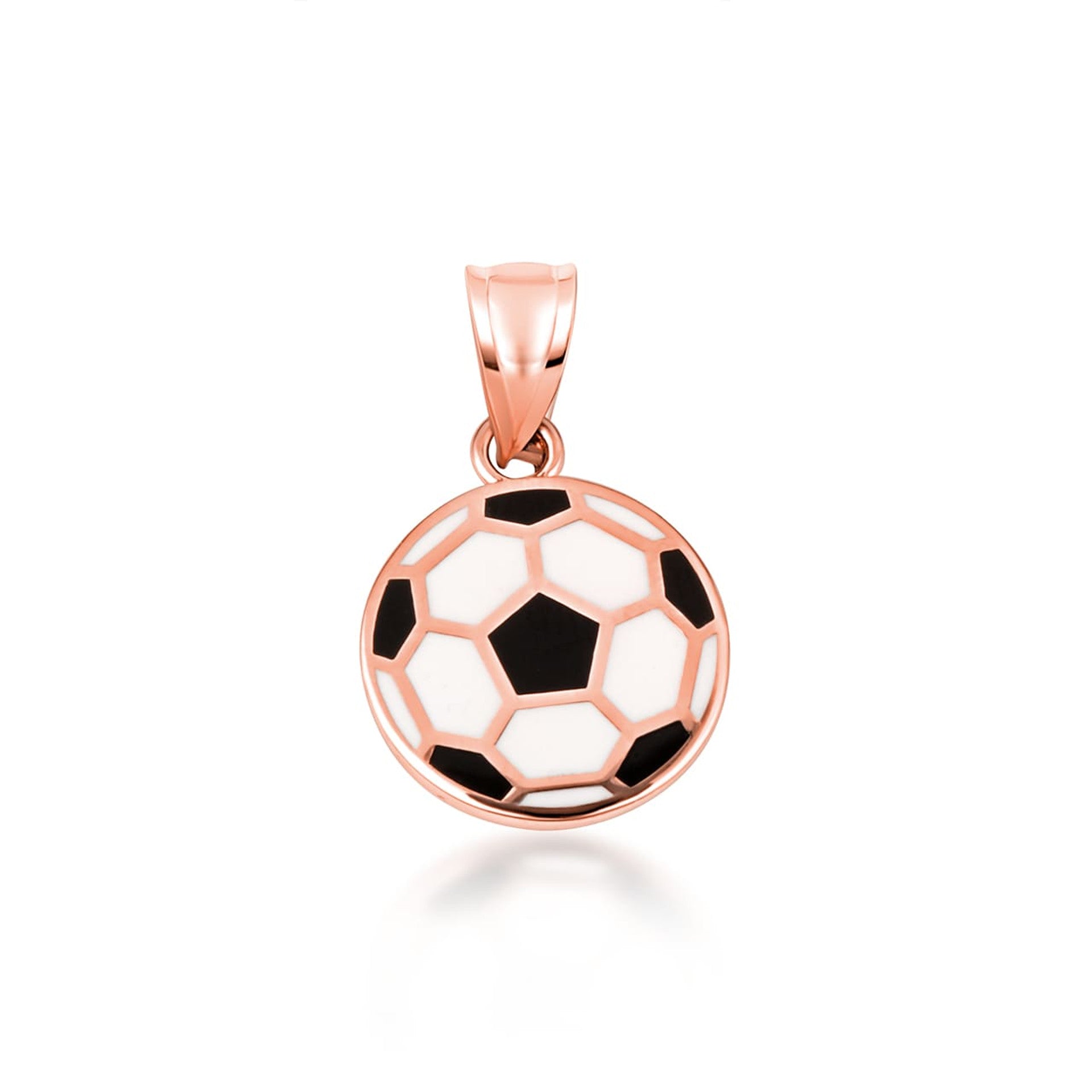 Gold Enamel Soccer Ball Necklace (Available in Yellow Gold, Rose Gold, White Gold)