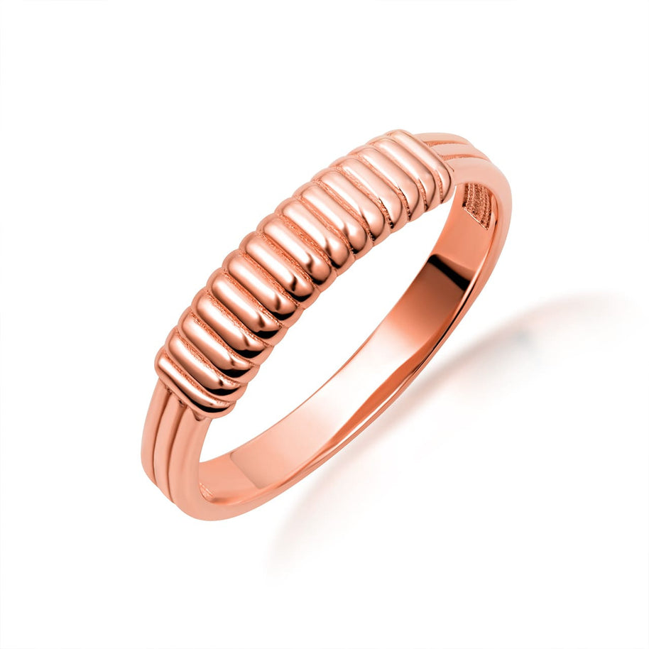 Gold Ribbed Band Statement Ring (Available in Yellow/Rose/White Gold)