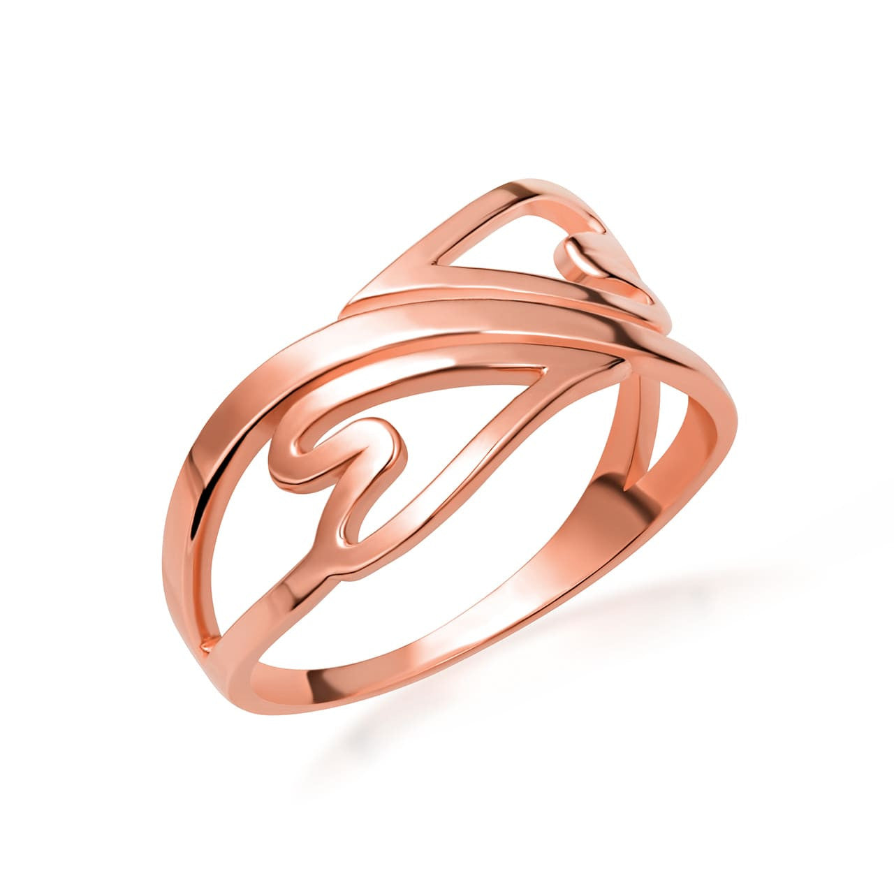 Gold Elongated Double Heart Love Ring (Available in Yellow/Rose/White Gold)