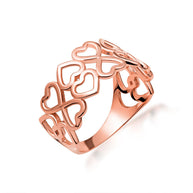 Gold Hearts Double Band Love Ring (Available in Yellow/Rose/White Gold)