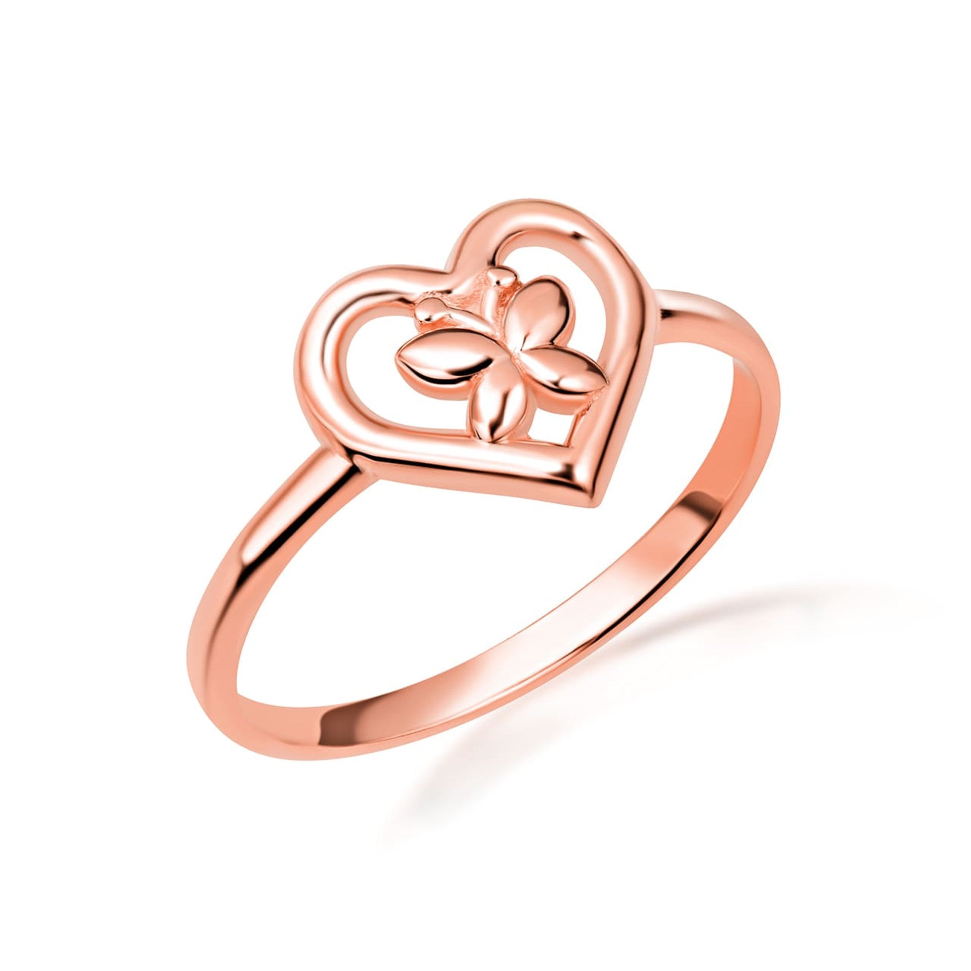 Gold Butterfly Heart Love Ring (Available in Yellow/Rose/White Gold)