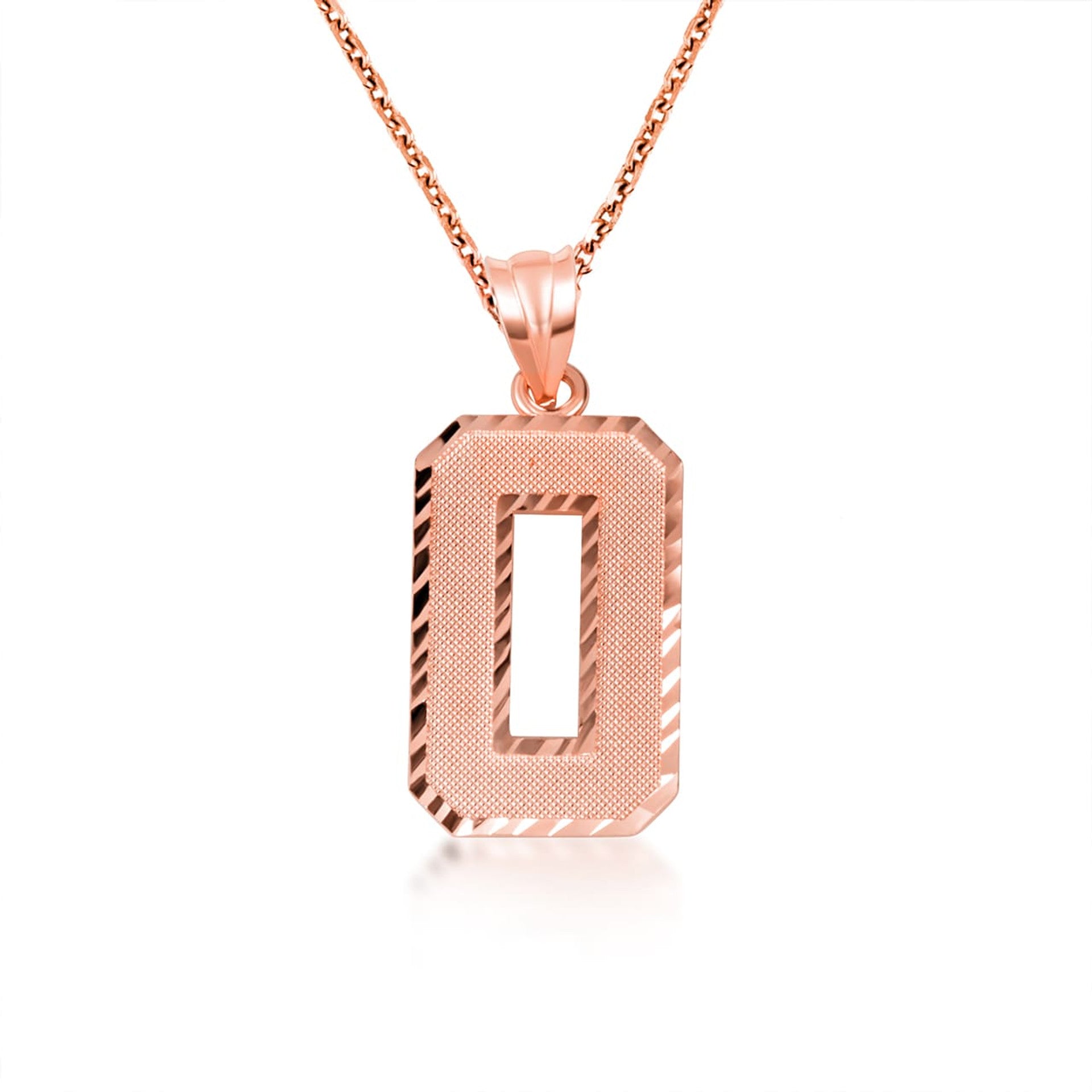 Gold Diamond Cut Custom Jersey Number Sports Pendant Necklace (Available in Yellow/Rose/White Gold)