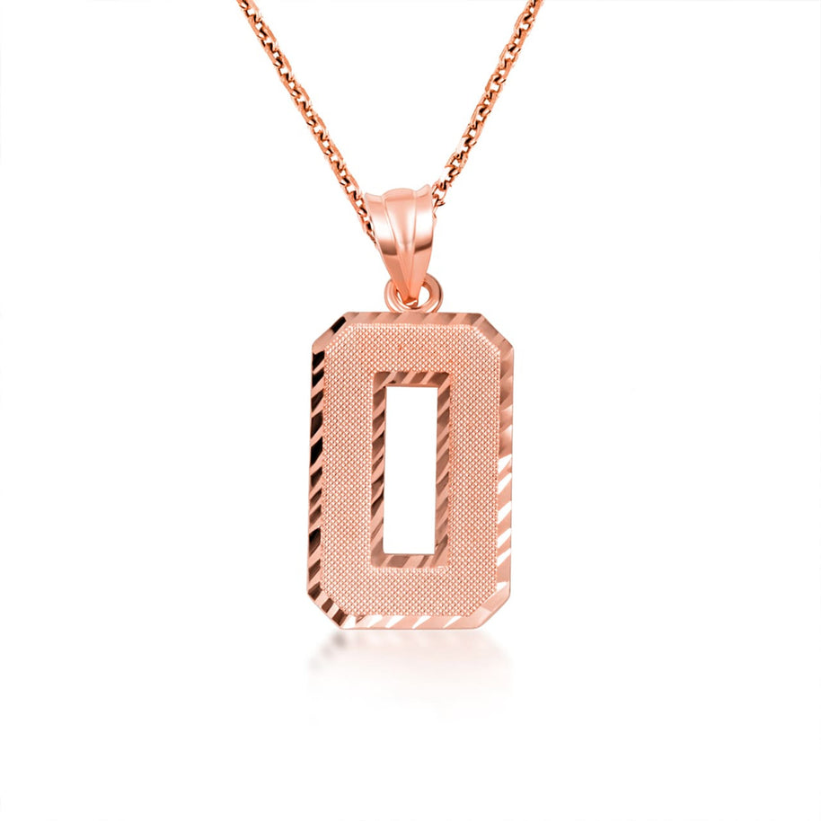 Gold Diamond Cut Custom Jersey Number Sports Pendant Necklace (Available in Yellow/Rose/White Gold)