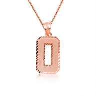 Gold Diamond Cut Custom Jersey Number Sports Pendant Necklace (Available in Yellow/Rose/White Gold)