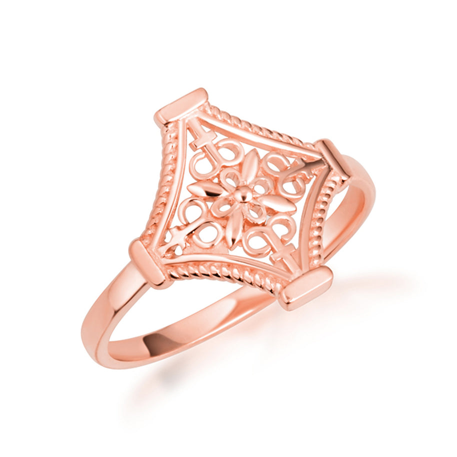Gold Flower Filigree Statement Ring (Available in Yellow/Rose/White Gold)
