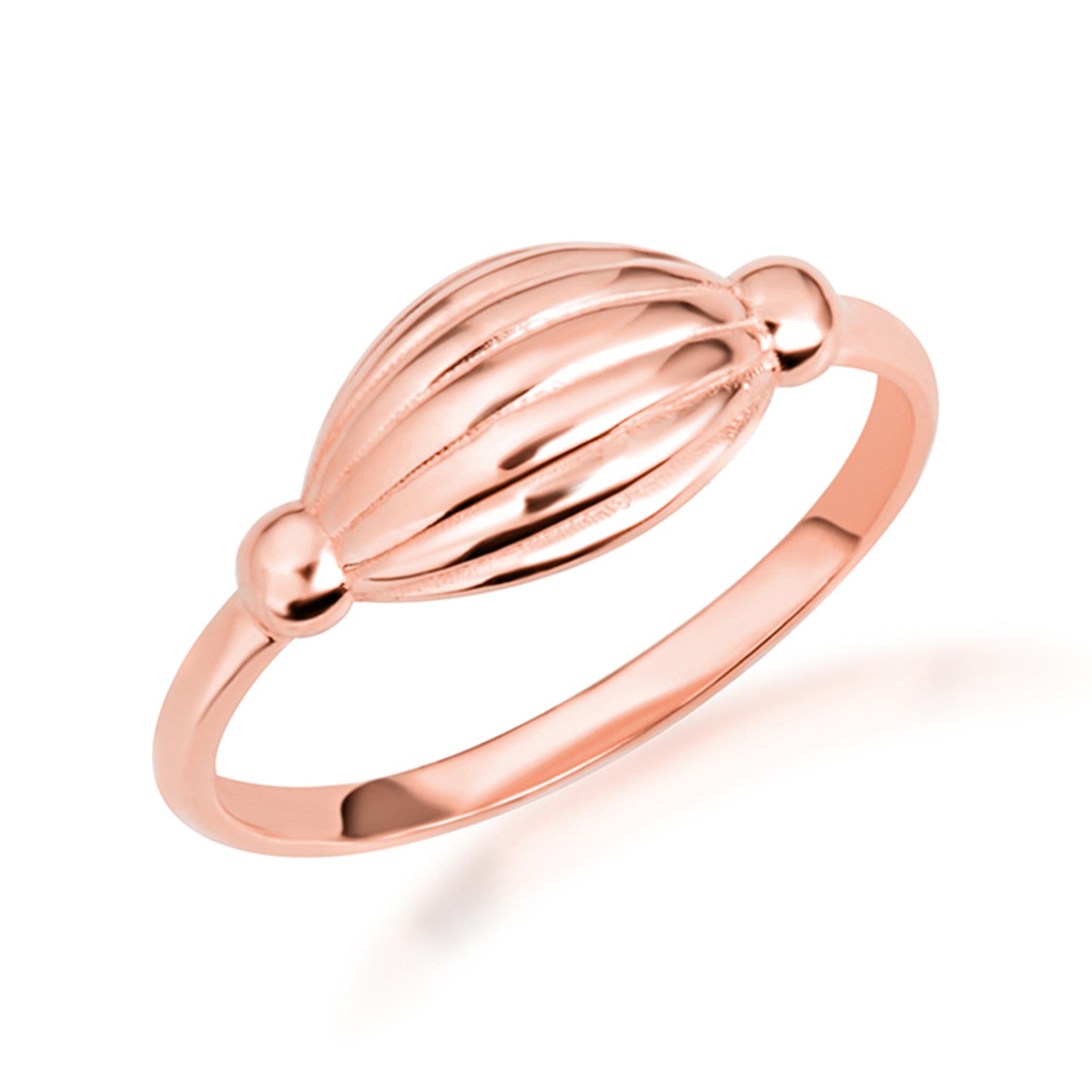 Gold Beach Seashell Ribbed Ring (Available in Yellow/Rose/White Gold)