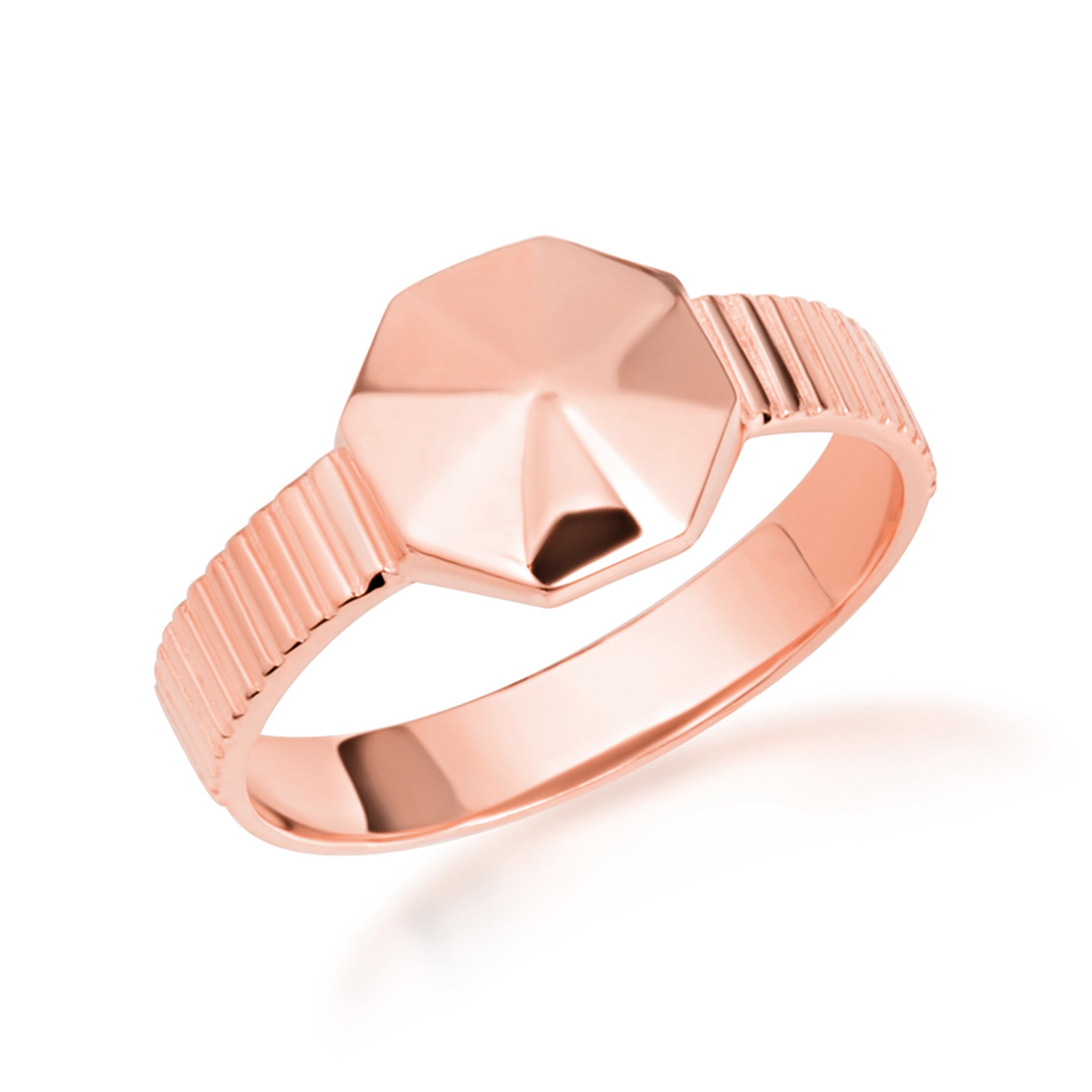 Gold Geometric Striped Band Ring (Available in Yellow/Rose/White Gold)