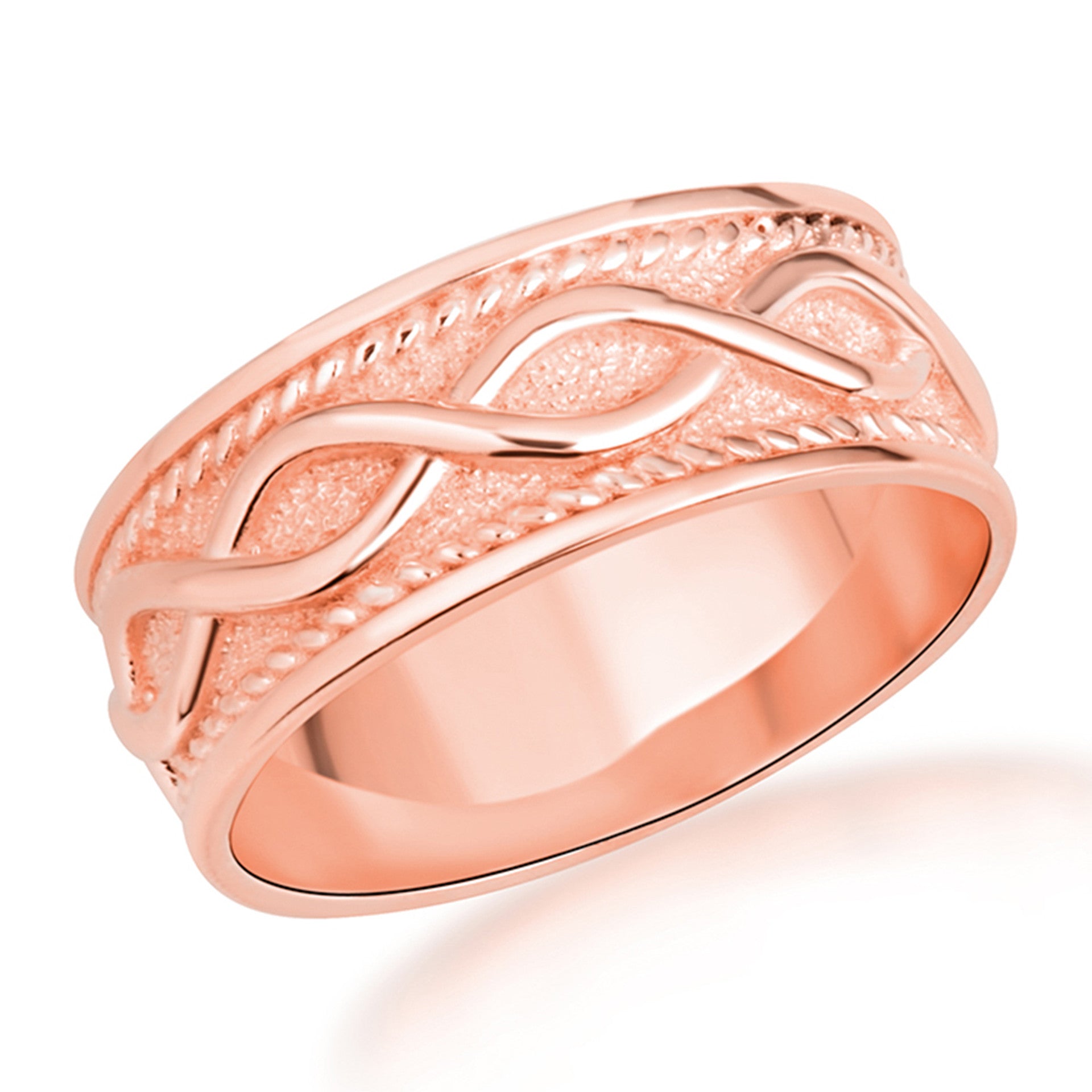 Gold Infinity Milgrain Textured Band Ring (Available in Yellow/Rose/White Gold)
