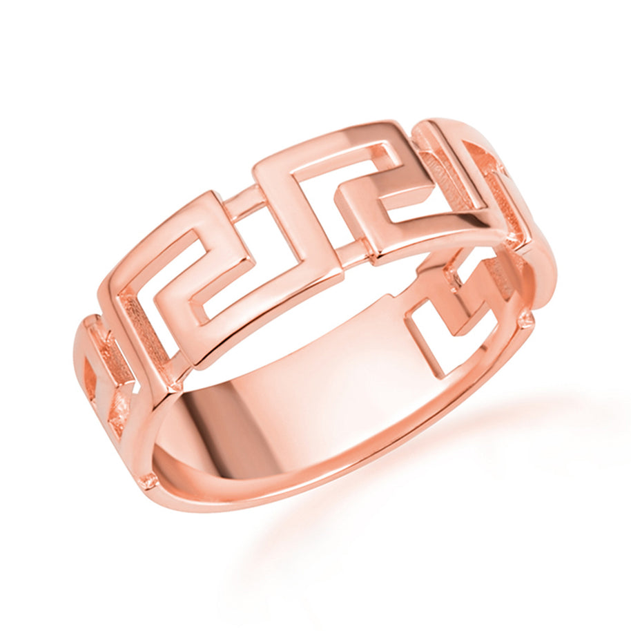 Gold Classic Greek Key Band Ring (Available in Yellow/Rose/White Gold)