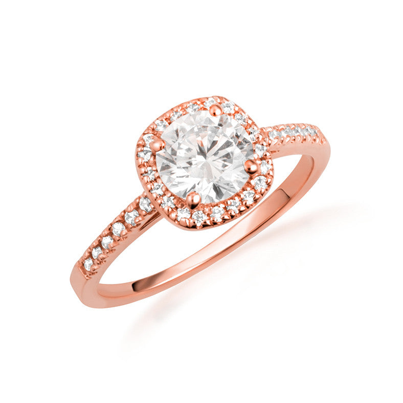14K Gold Lab Grown Diamond Halo Engagement Ring (Available in Yellow/Rose/White Gold)