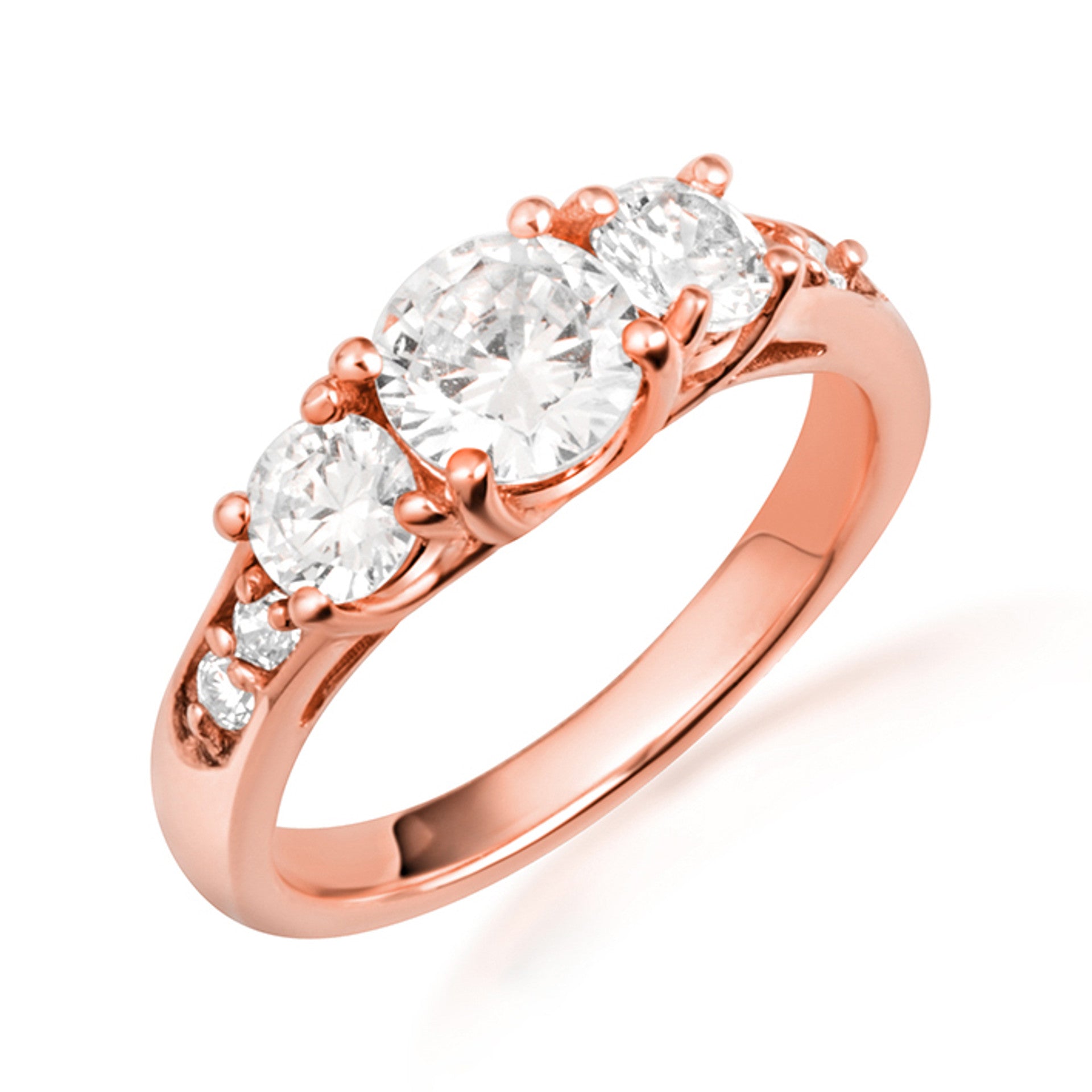 14K Gold Lab Grown Three Stone Diamond Engagement Ring (Available in Yellow/Rose/White Gold)