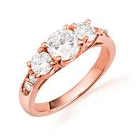 14K Gold Lab Grown Three Stone Diamond Engagement Ring (Available in Yellow/Rose/White Gold)