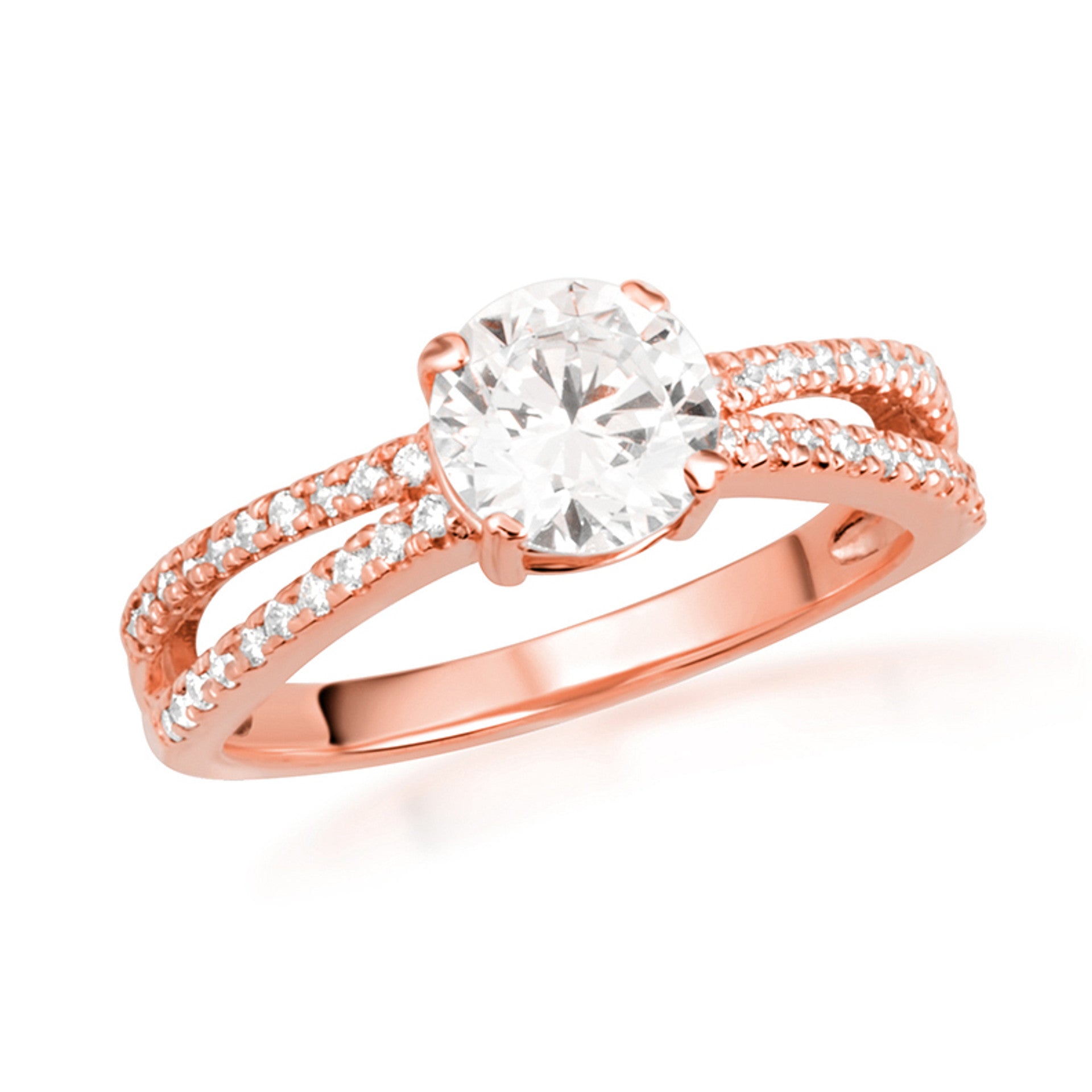 14K Gold Lab Grown Diamond Double Band Engagement Ring (Available in Yellow/Rose/White Gold)
