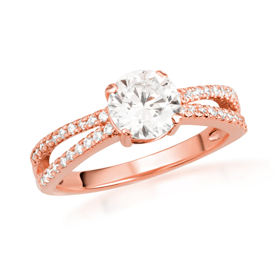 14K Gold Lab Grown Diamond Double Band Engagement Ring (Available in Yellow/Rose/White Gold)