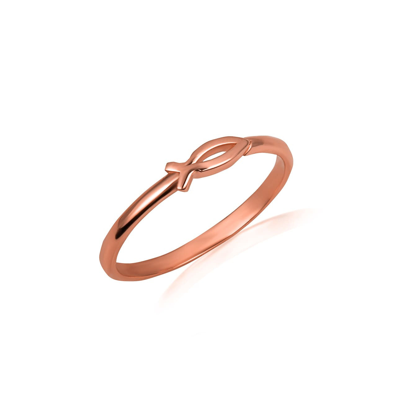 Gold Christian Ichthys Jesus Fish Ring (Available in Yellow/Rose/White Gold)