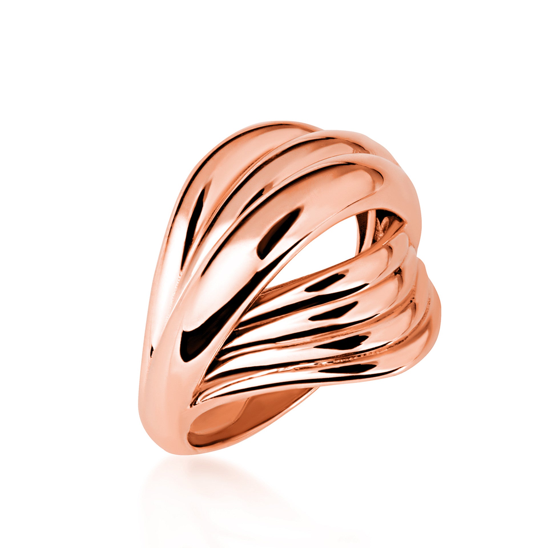 Gold Multi Row Wavy Band Ring (Available in Yellow/Rose/White Gold)